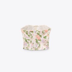 Floral Print Corsetry-Inspired Top