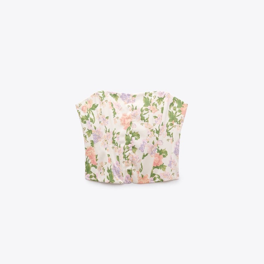 Floral Print Corsetry-Inspired Top