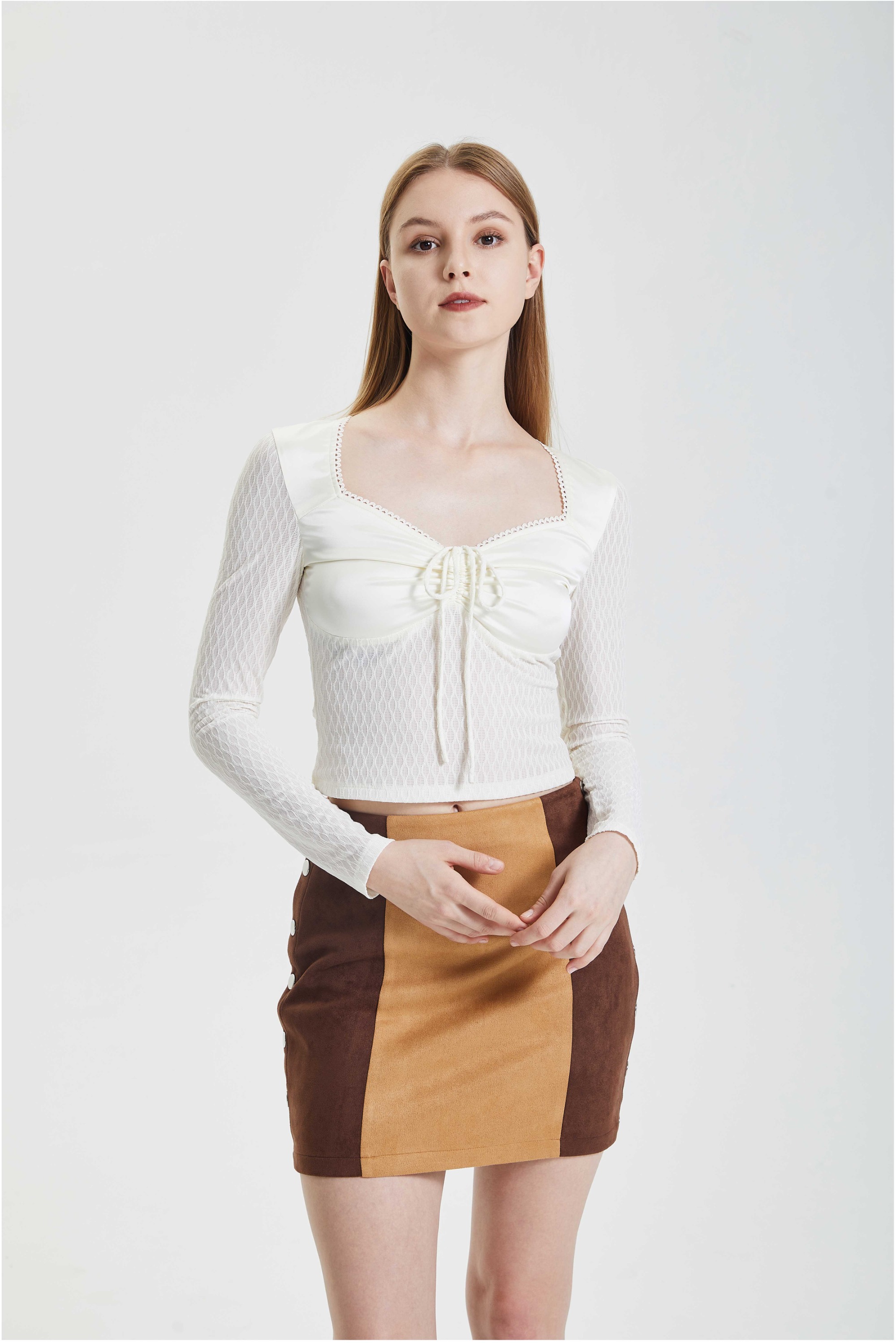 Off Shoulder Short Cut Hollow Lace Up Slim Fit Top