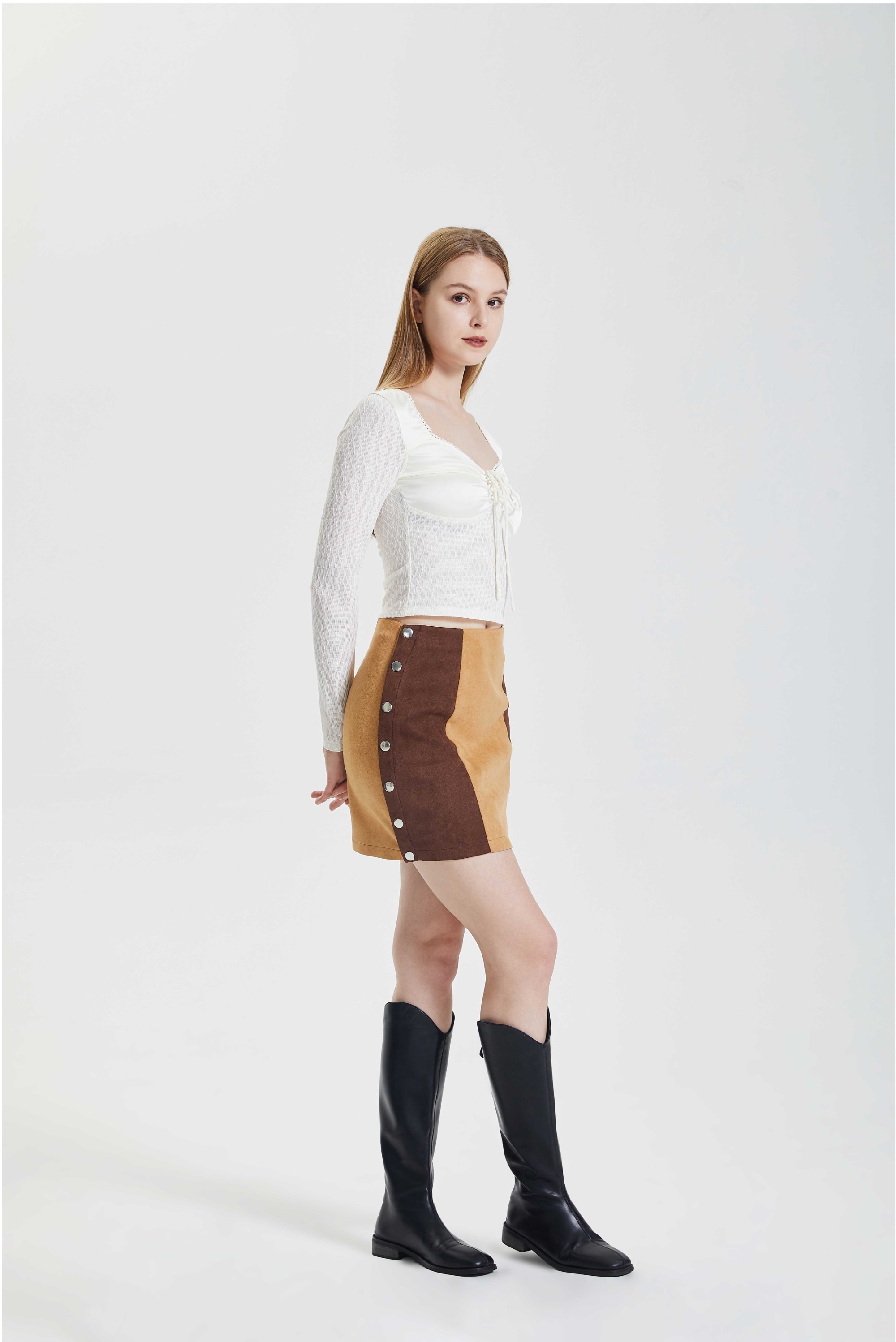 Off Shoulder Short Cut Hollow Lace Up Slim Fit Top