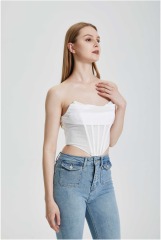 Solid color fishbone corset top