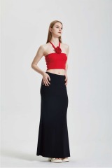 Rose Hanging Neck Slim Fit Bust Dress