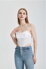 Solid color fishbone corset top