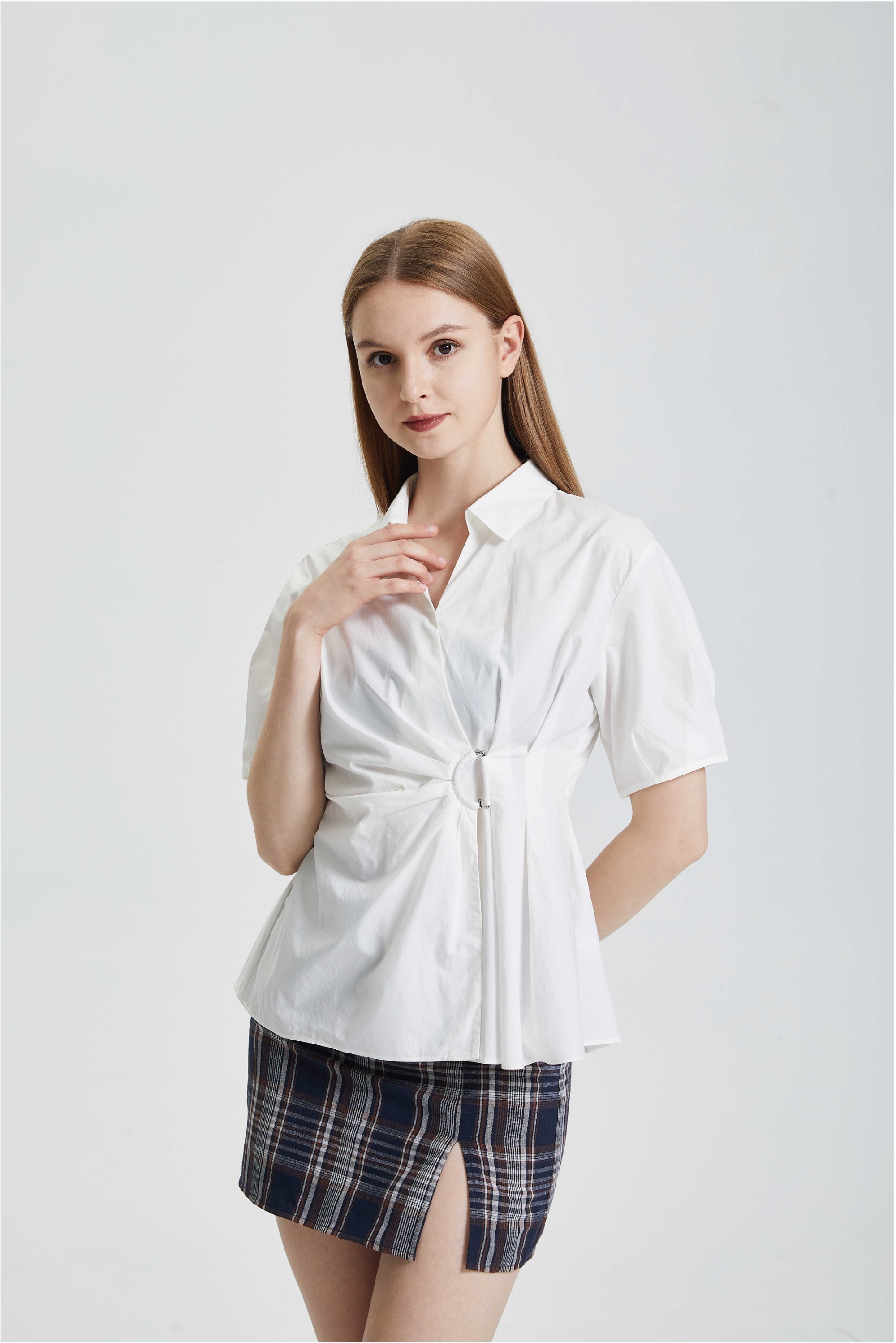 Waistband White Shirt Design Sense Top