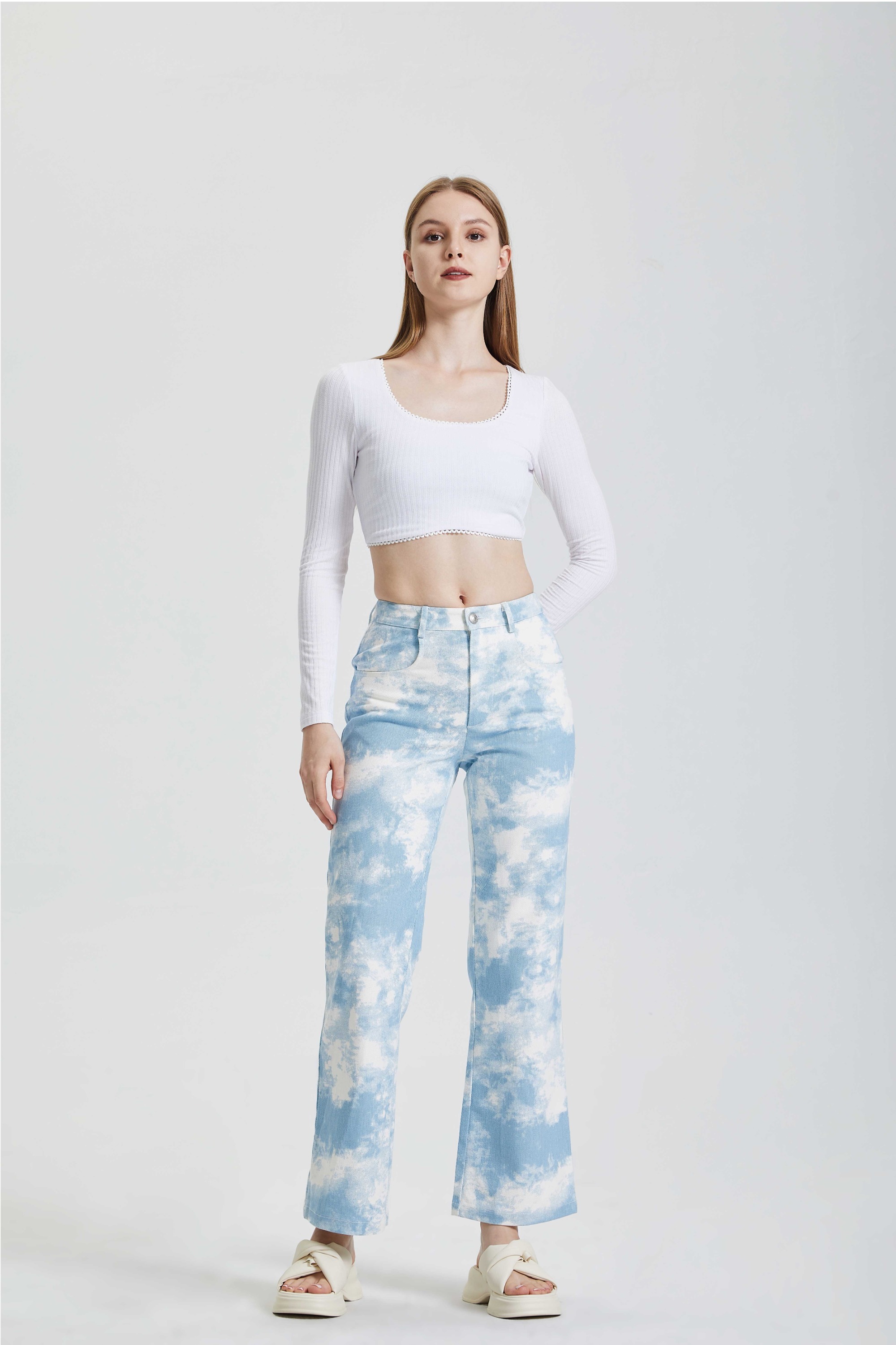 Square neck knitted short top