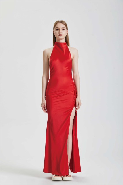 Hanging Neck Split Fashion Dress