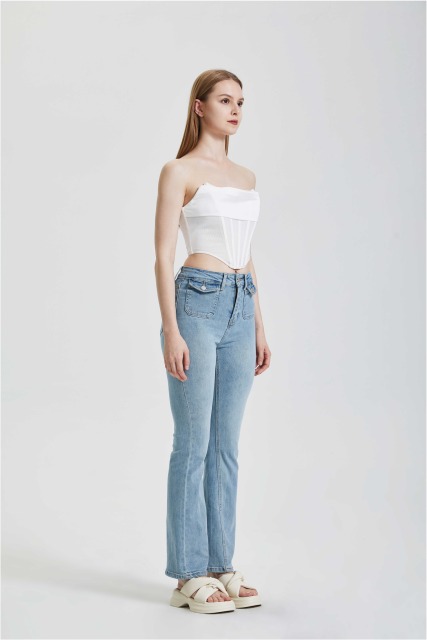 Solid color fishbone corset top