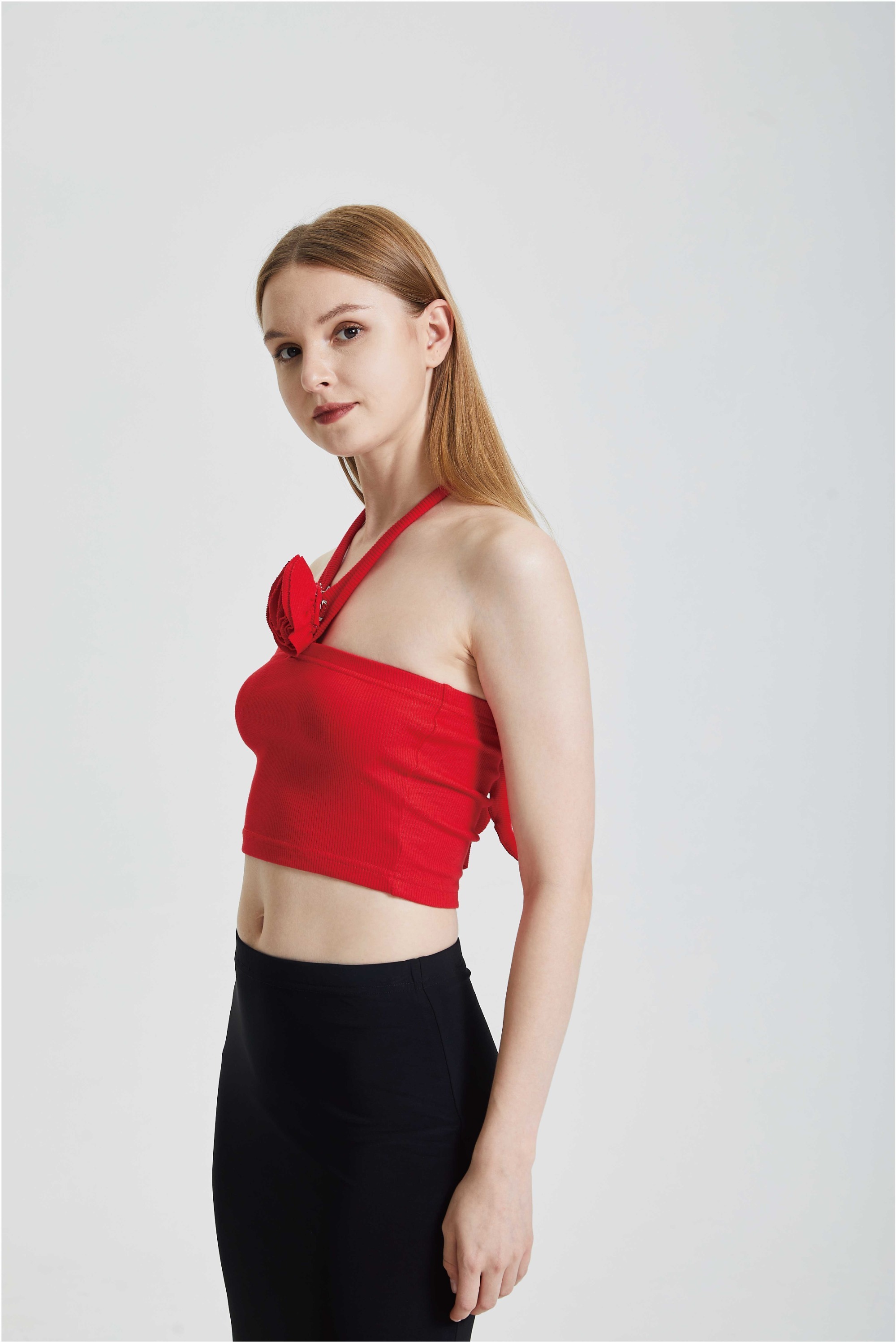 Rose Hanging Neck Slim Fit Bust Dress