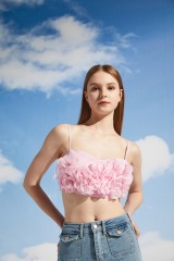 Flower Fish Bone Petal Strap Top