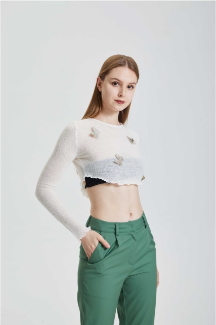 Perspective Mesh Long Sleeve Top