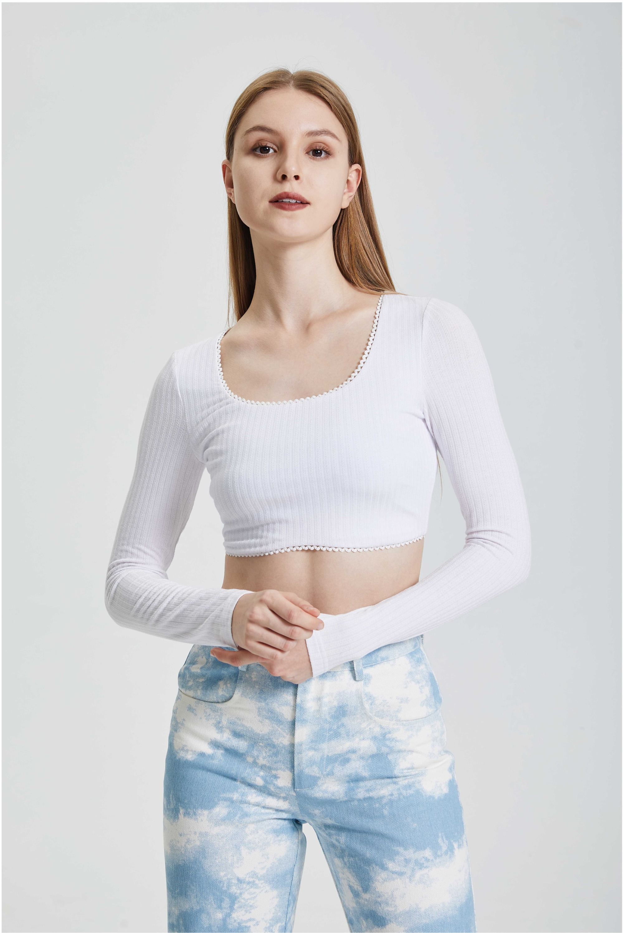 Square neck knitted short top