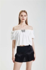 Off shoulder shirt with bubble sleeves top