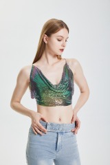 Sequin Lace Up Top