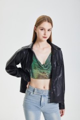Sequin Lace Up Top
