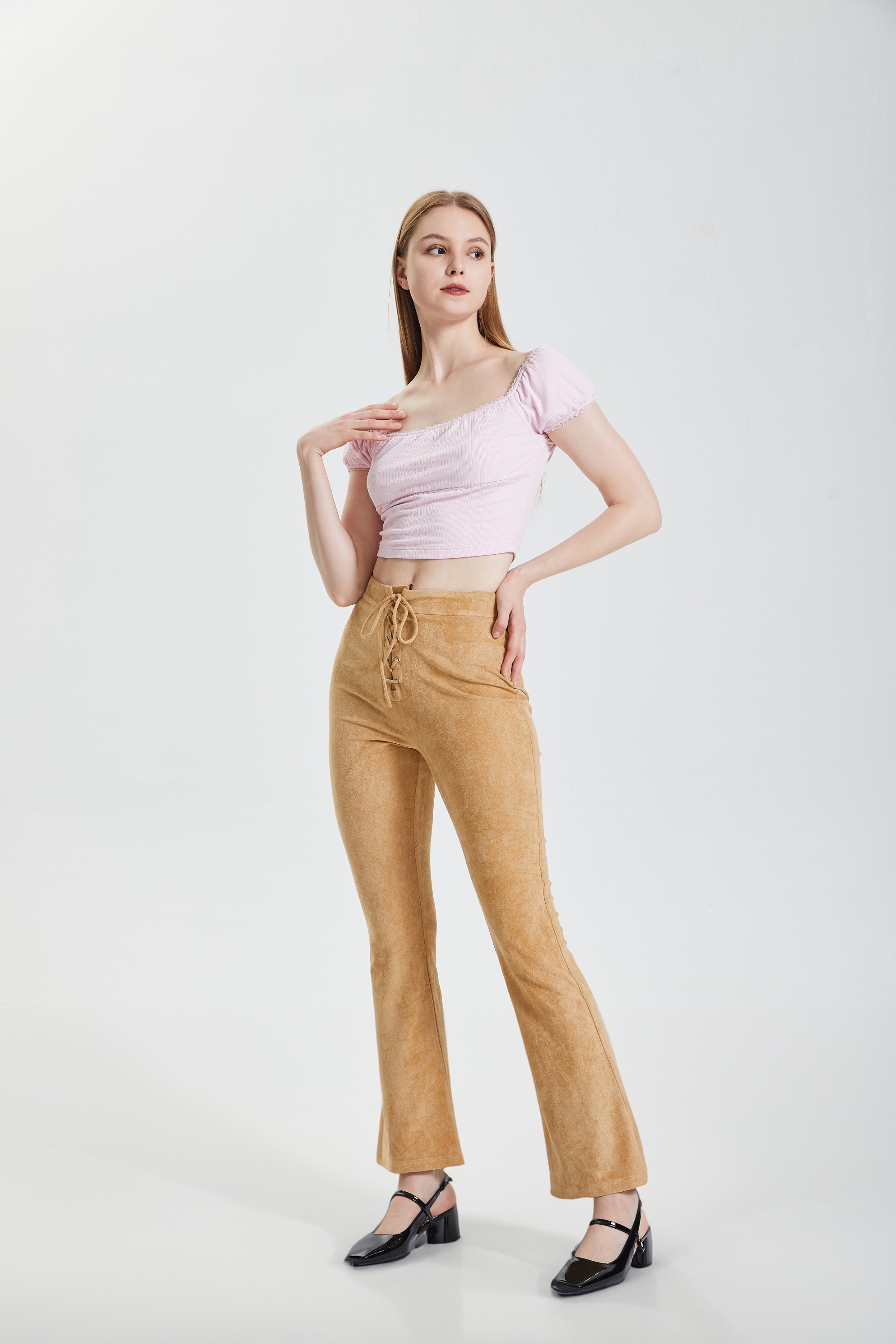 Square neck single breasted top