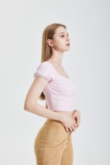 Square neck single breasted top