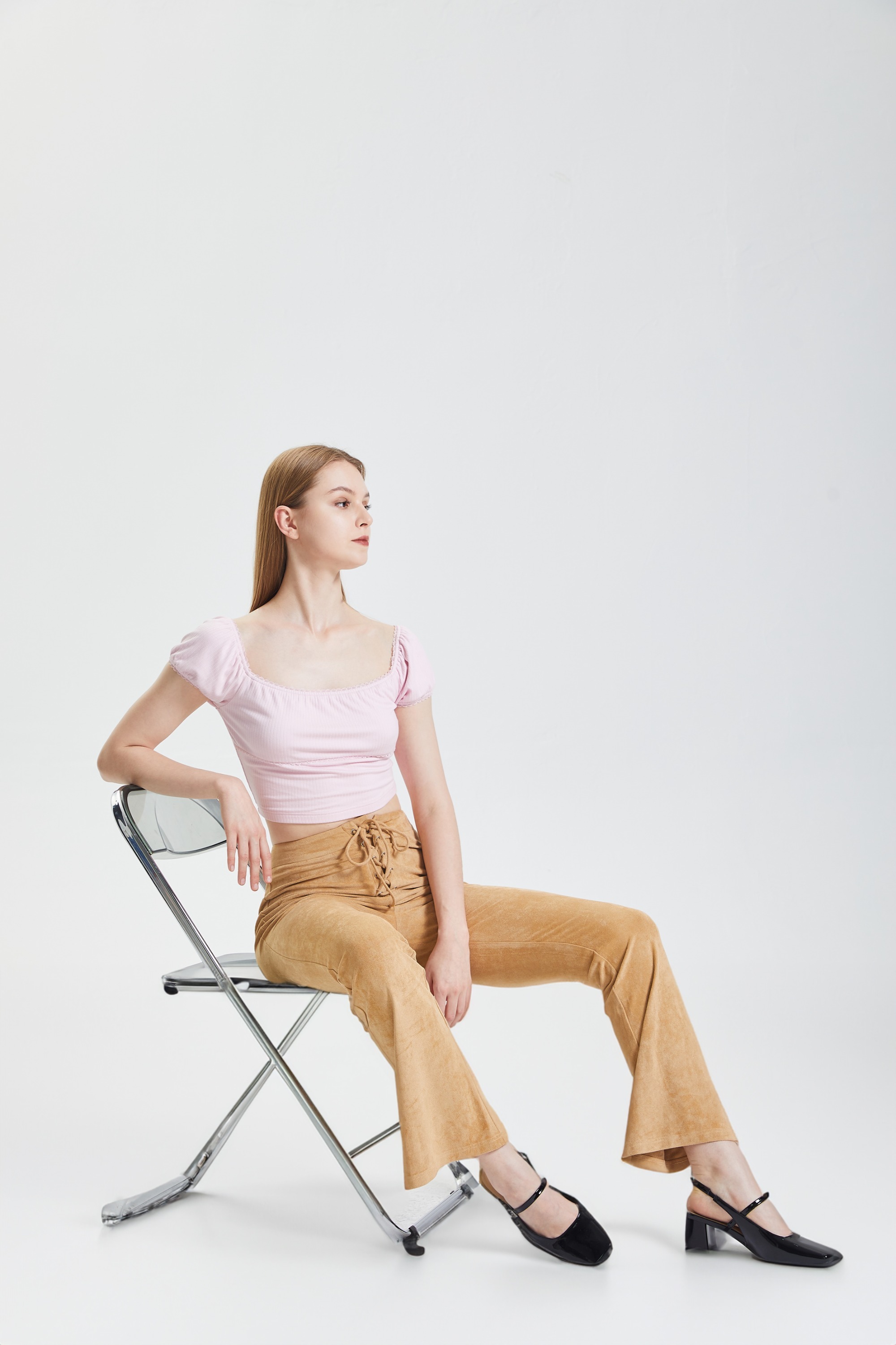 Square neck single breasted top