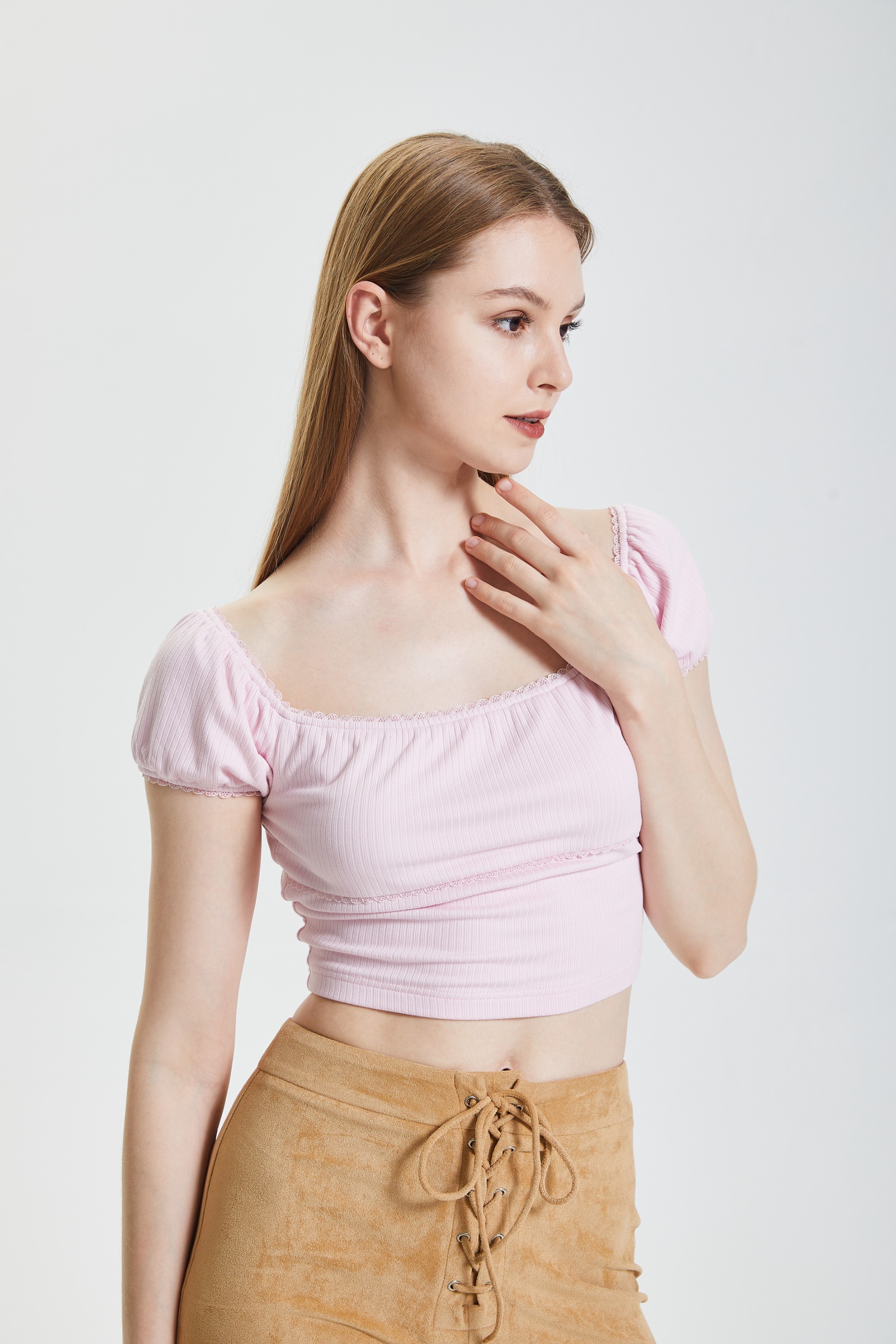 Square neck single breasted top