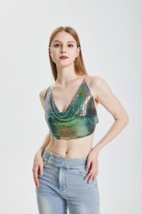 Sequin Lace Up Top