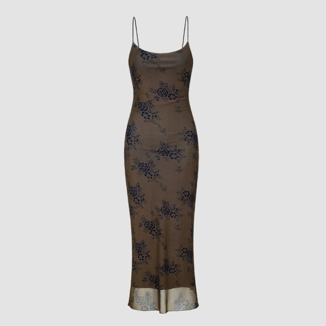 Mesh Printed Buttock Strap Dress