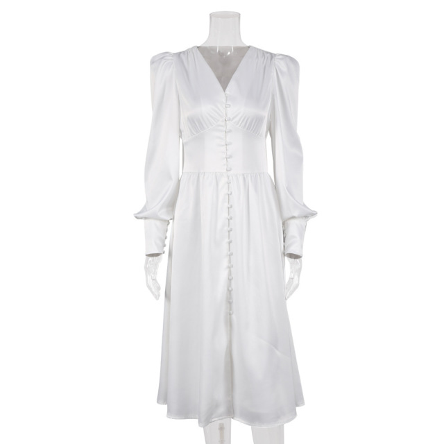 Long V-neck Waist Up Dress