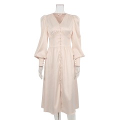 Long V-neck Waist Up Dress