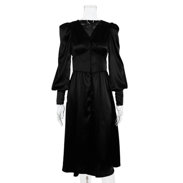 Long V-neck Waist Up Dress