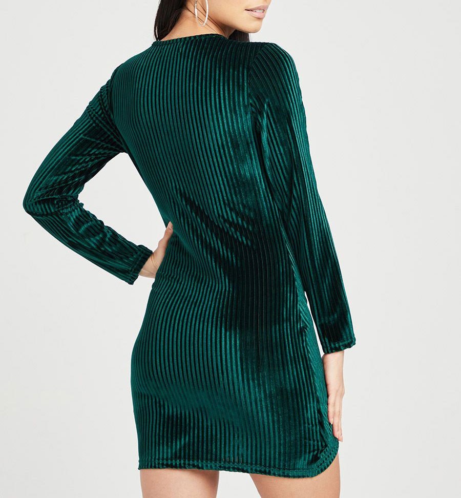 V-neck Clean Color Dress