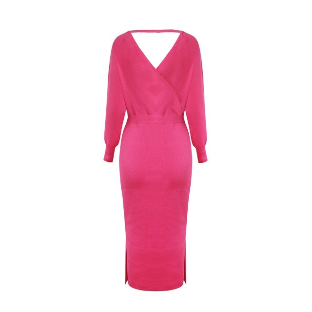 V-neck Knitted Sweater Dress