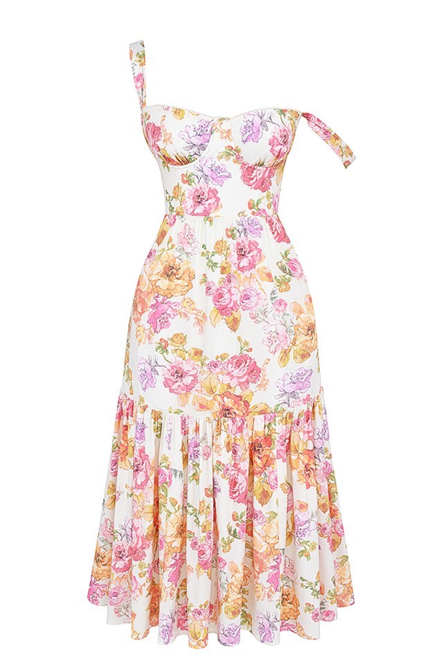 Fragmented fForal Suspender Dress