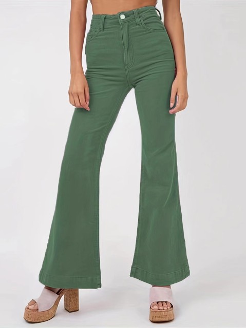 Solid Corduroy Flare Pants