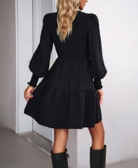 Solid Color Long Sleeved Dress