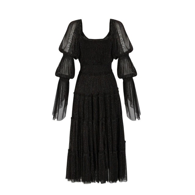 Solid Sequin One Line Neck Dress