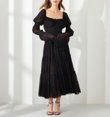 Solid Sequin One Line Neck Dress