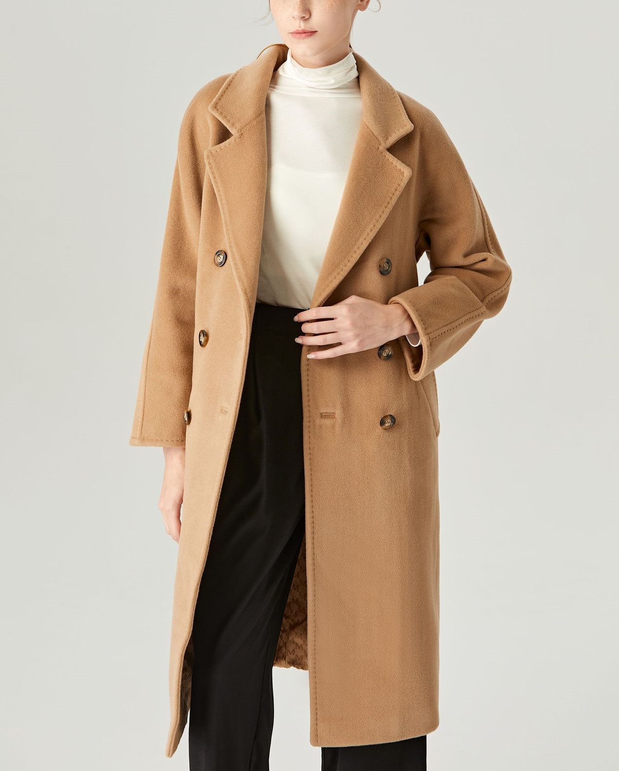 Double Layer Collar Lining Waistband Coat