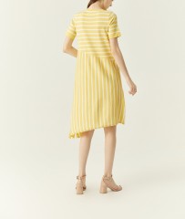 Striped Inter-color Knitted Long Skirt