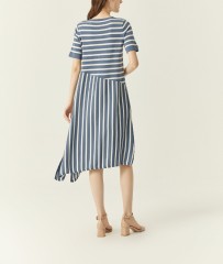 Striped Inter-color Knitted Long Skirt