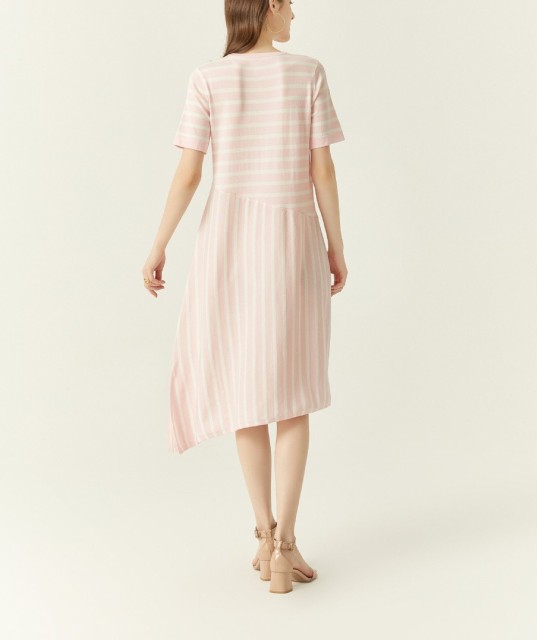 Striped Inter-color Knitted Long Skirt