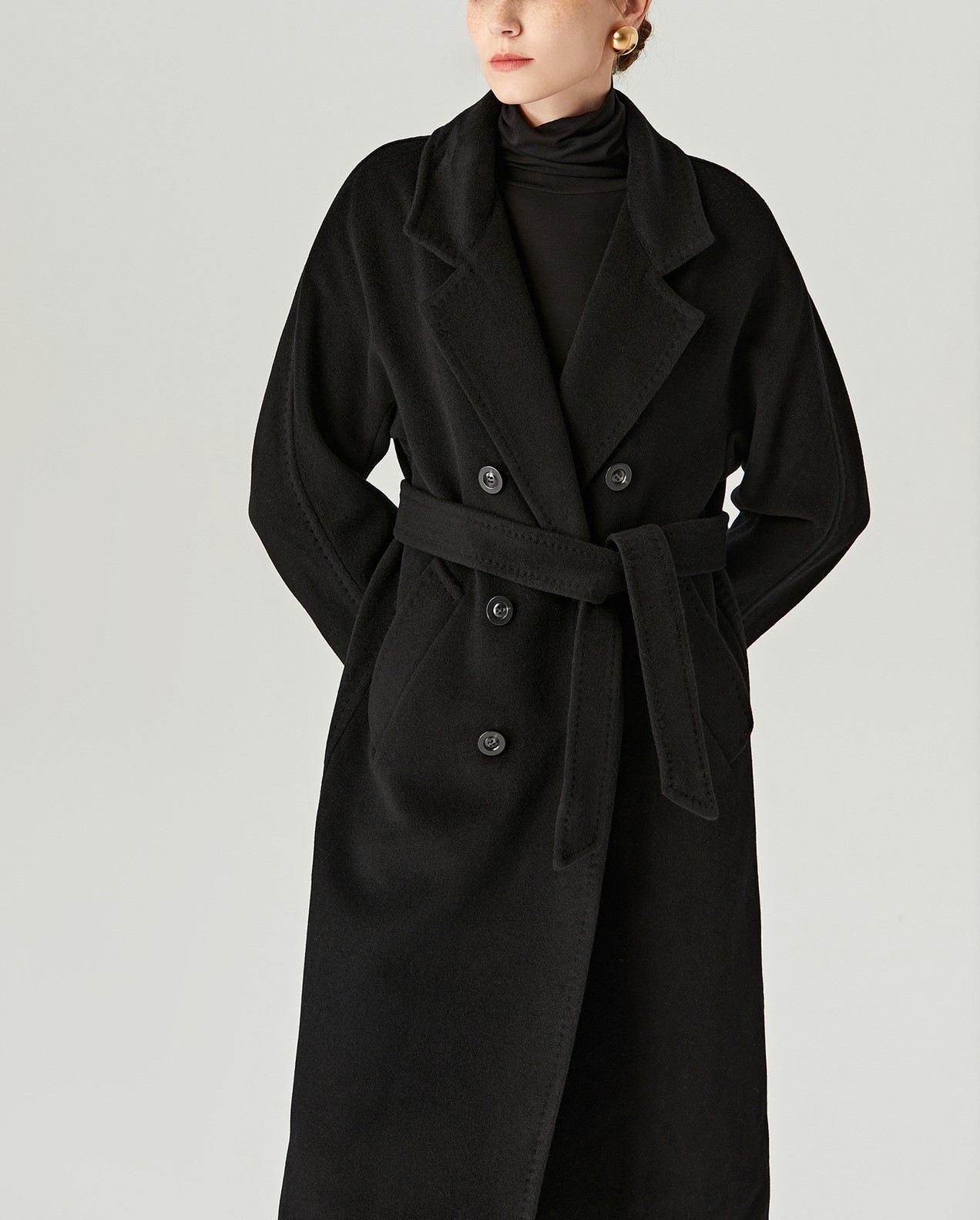 Double Layer Collar Lining Waistband Coat