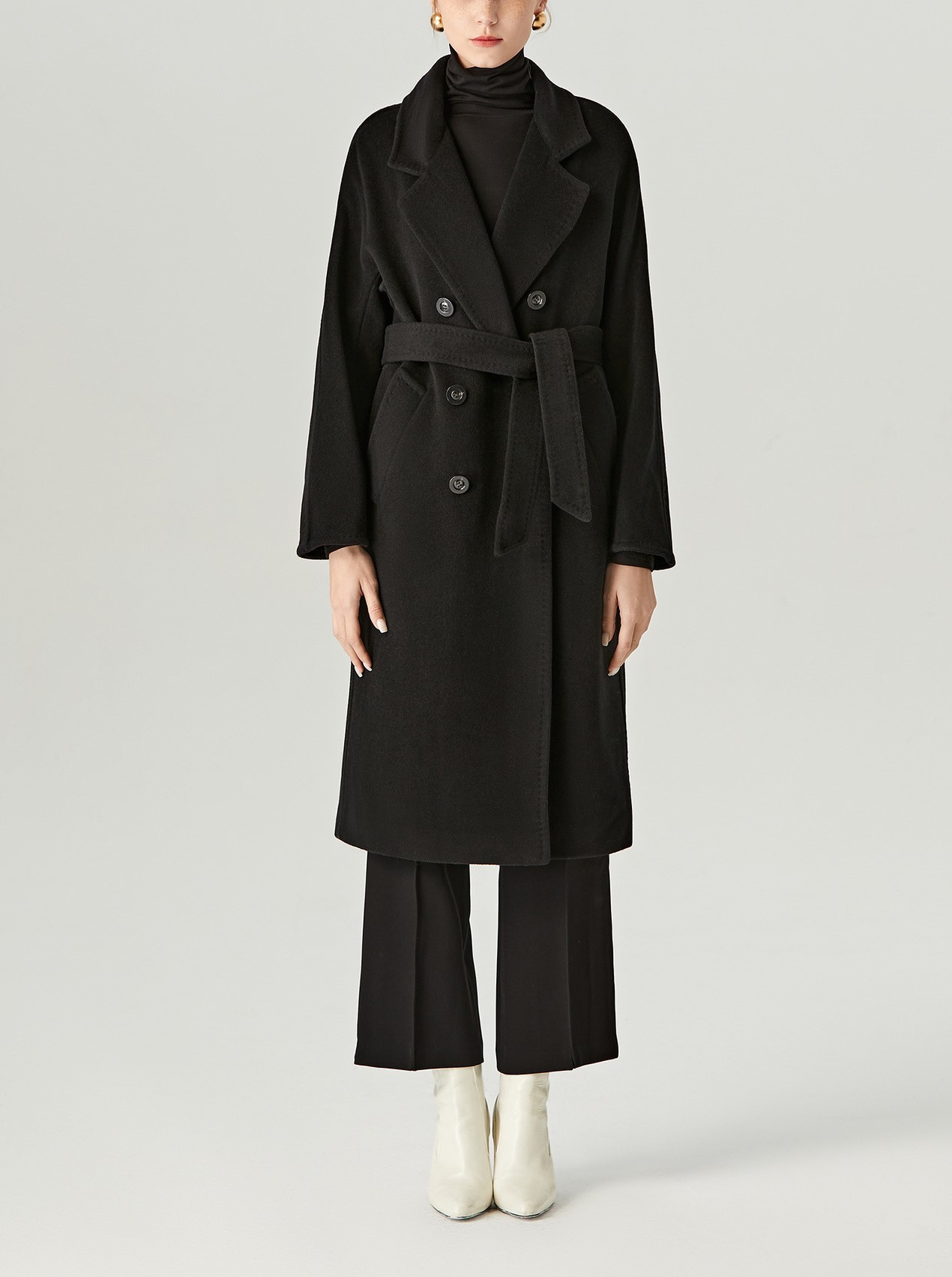 Double Layer Collar Lining Waistband Coat