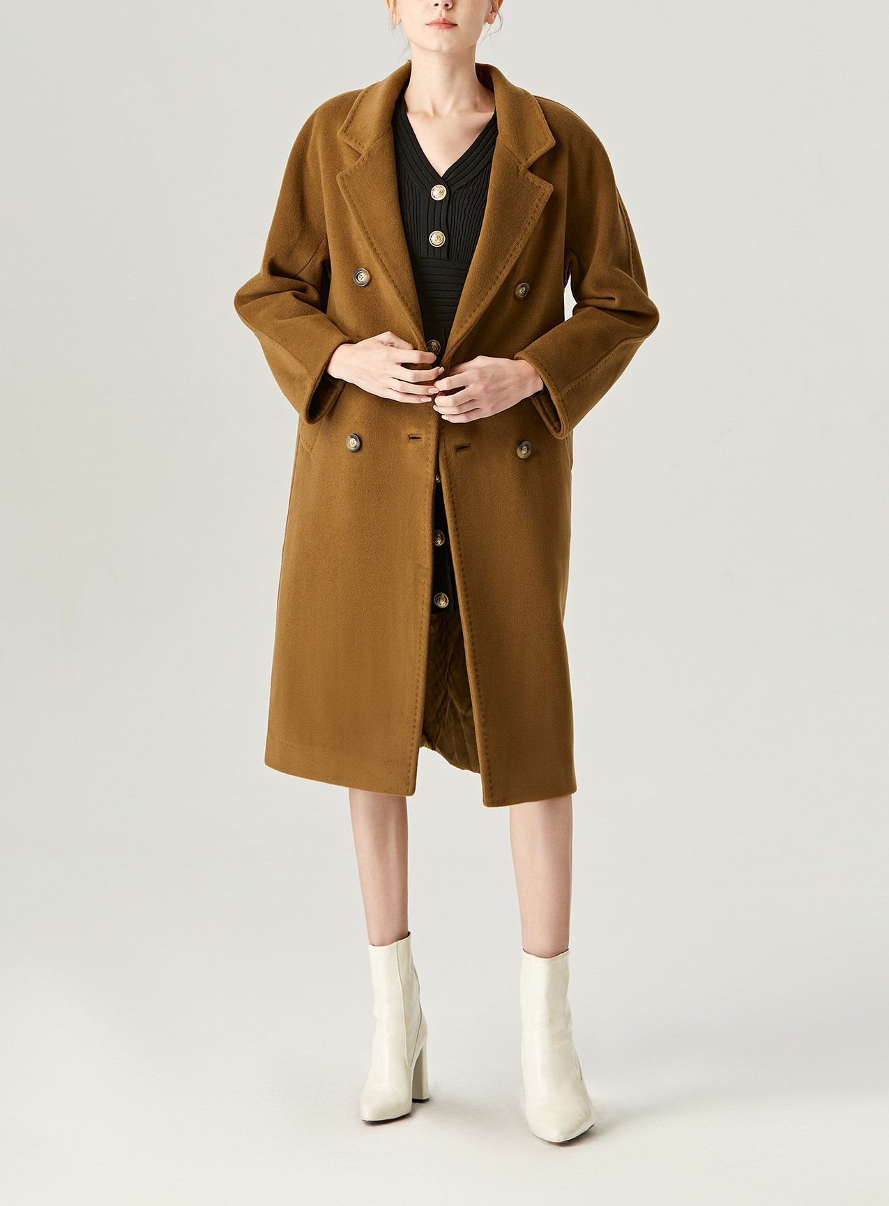 Double Layer Collar Lining Waistband Coat