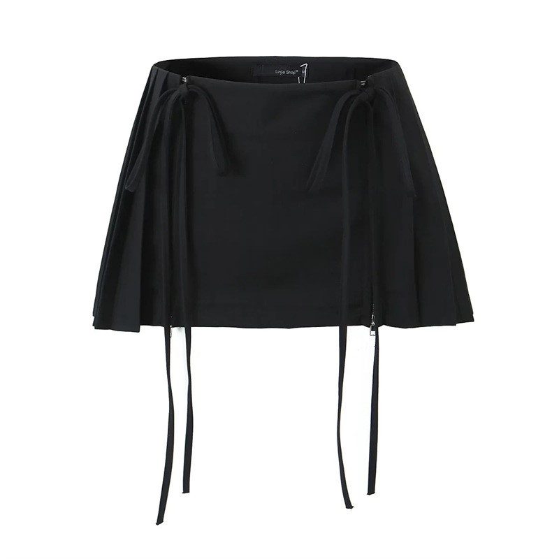 High Waisted Versatile Pleated Short Skirt