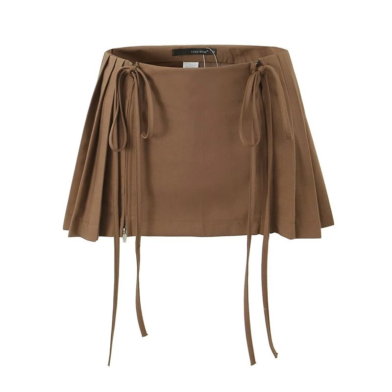 High Waisted Versatile Pleated Short Skirt