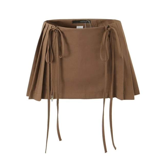 High Waisted Versatile Pleated Short Skirt
