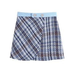 Contrast Plaid Skirt