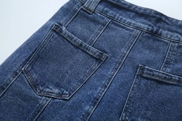 High Waisted Side Denim Skirt