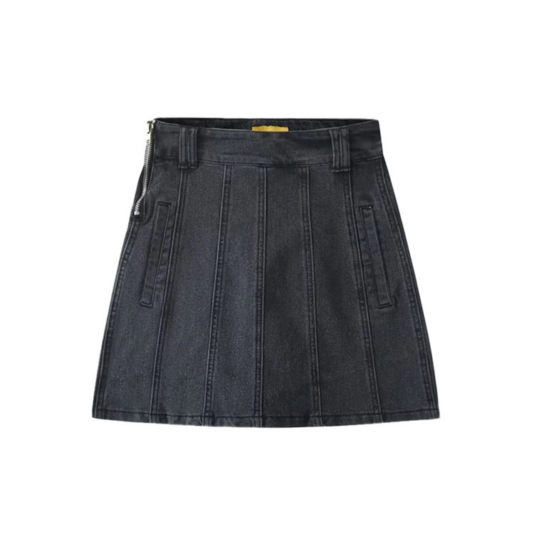High Waisted Side Denim Skirt
