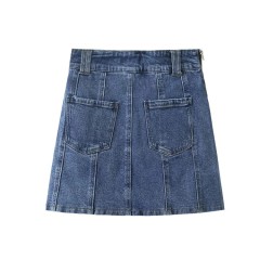 High Waisted Side Denim Skirt