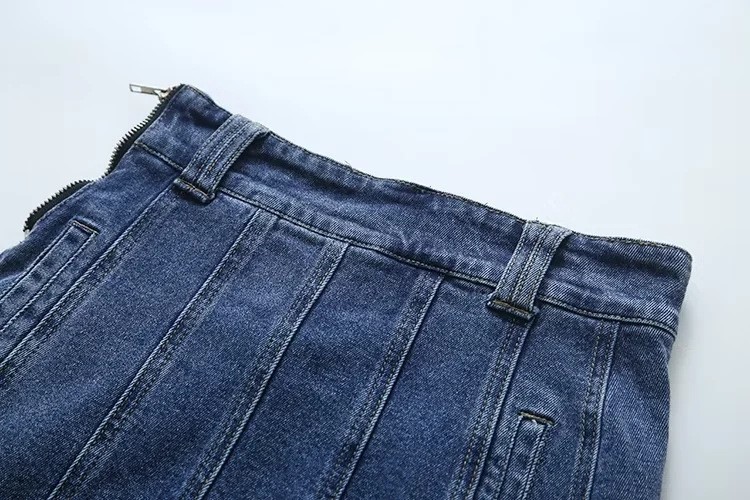 High Waisted Side Denim Skirt