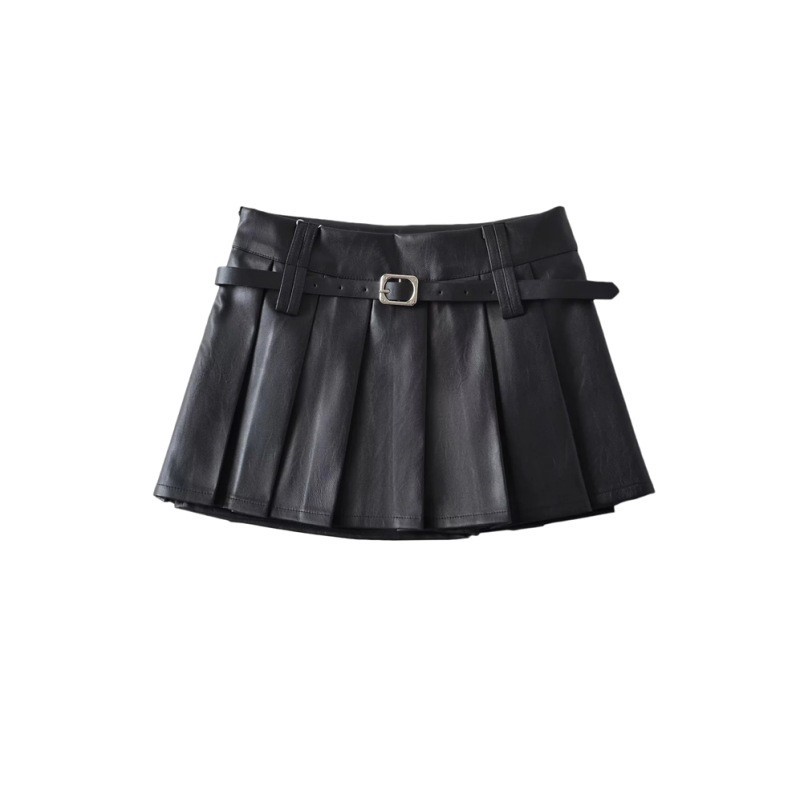 Low Waisted Pleated Short Skirt